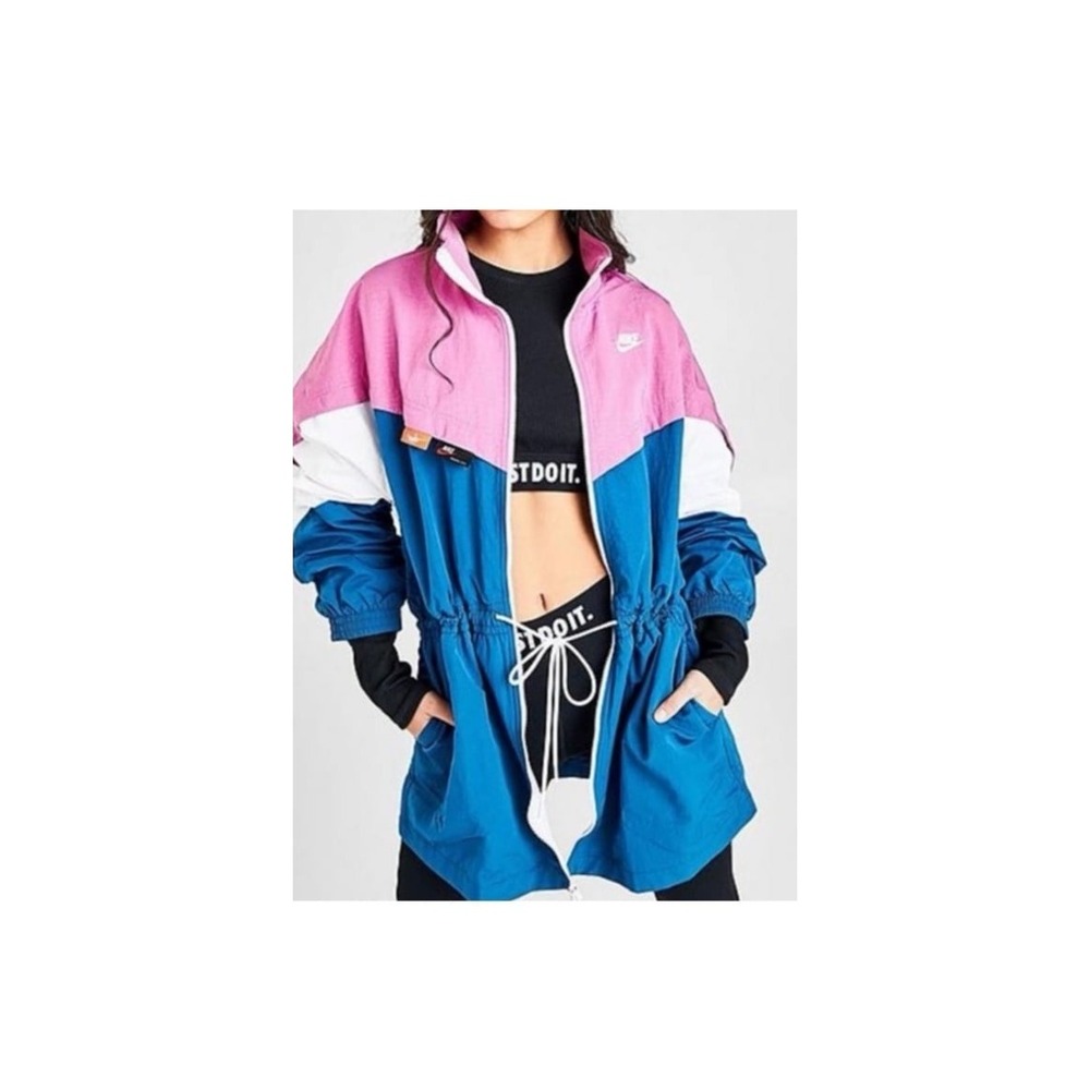 Nike women's Icon Clash track/wind breaker jacket pink blue white size medium